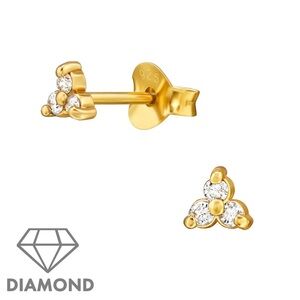 14k Gold Vermeil Diamond Stud Earrings
